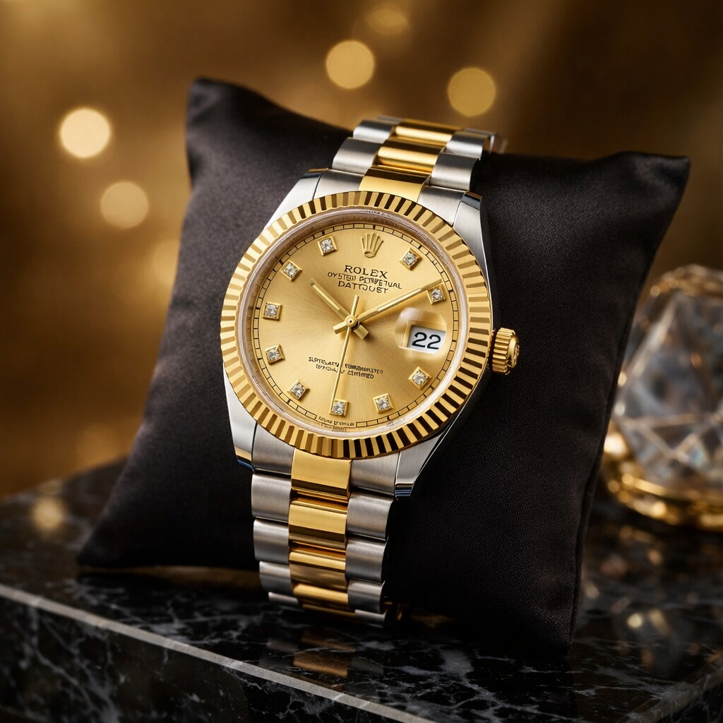 Special Edition Golden Premium Rolex Date_Just Stainless Steel Master Lock Heavy Weight