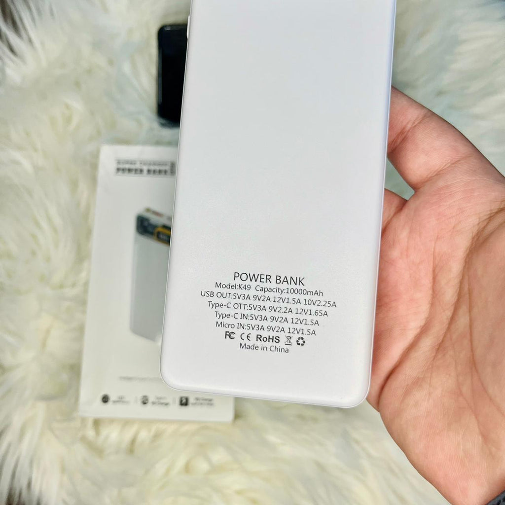 Transparent Display Super Charger Pd Power Bank with Torch Light 10000mAh
