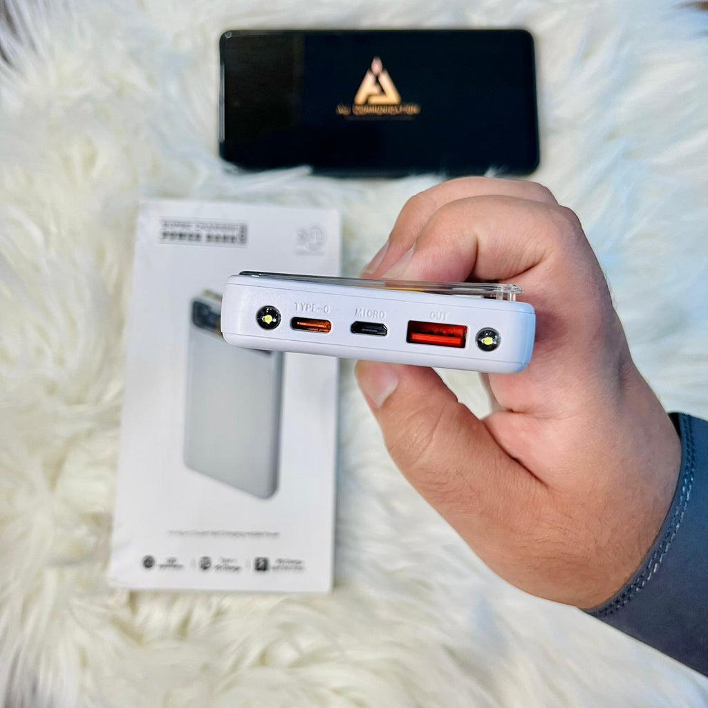 Transparent Display Super Charger Pd Power Bank with Torch Light 10000mAh