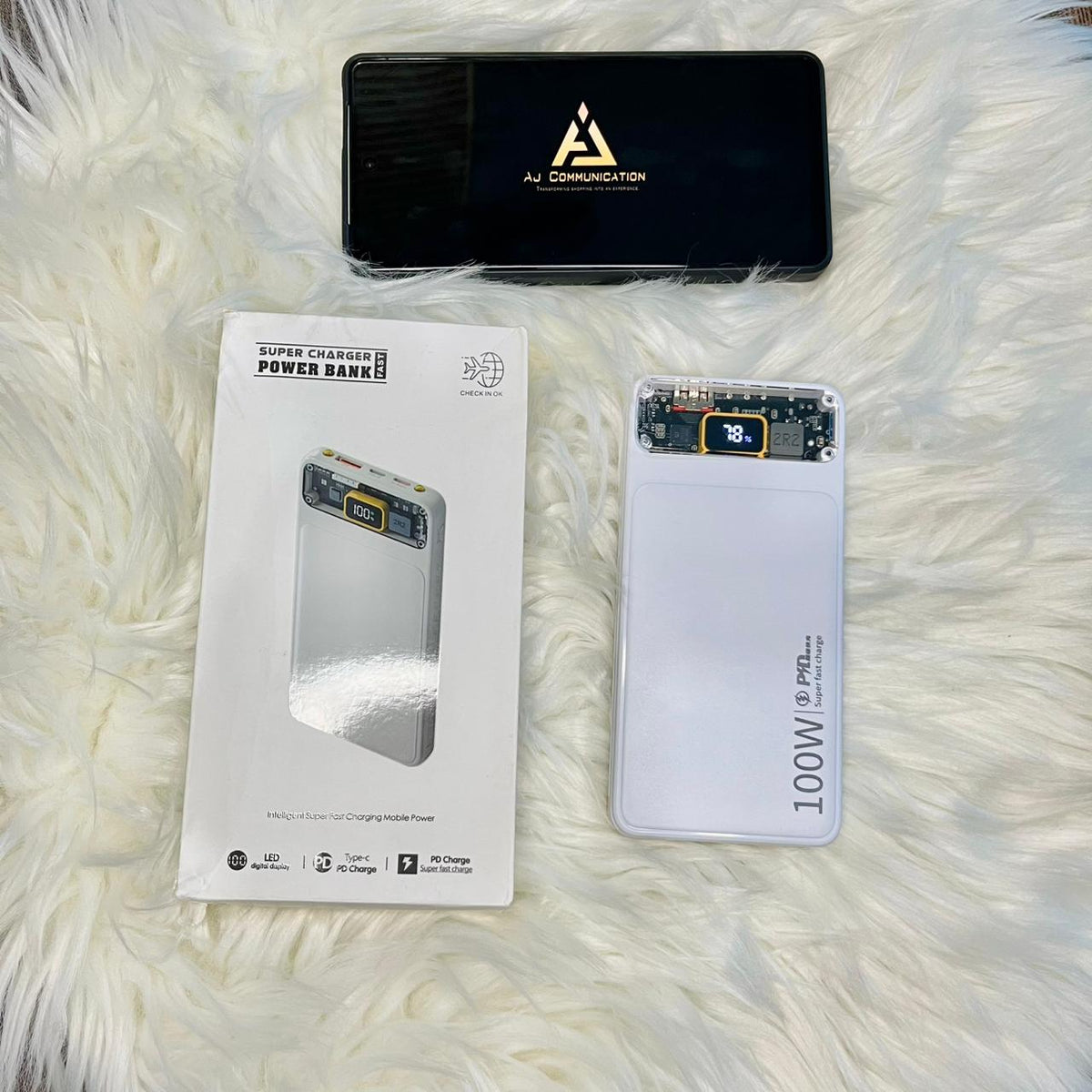 Transparent Display Super Charger Pd Power Bank with Torch Light 10000mAh